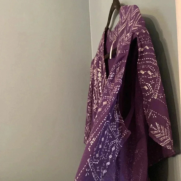 Free People shift dress - purple with metallic pattern -large - great condition - Picture 3 of 7